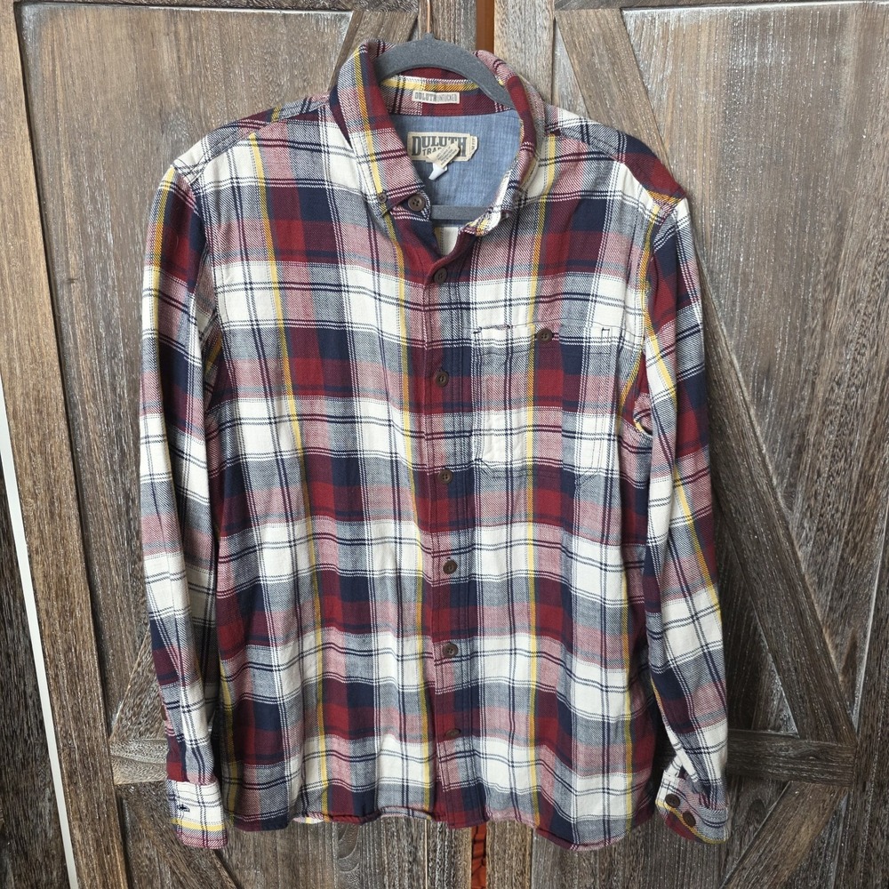 Duluth Trading Co. Shirt Men's Size Large Plaid Flannel Untucked Button‎ Up
